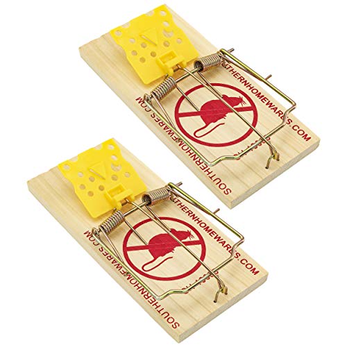 Southern Homewares Wooden Snap Rat Trap Spring Action With Expanded Cheese Shaped Trigger 2 Pack