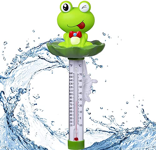 Doli Yearning Floating Swimming Pool Thermometer, Pond Water Thermometer with String, Baby Pool Thermometer, Shatter Resistant, for Outdoor & Indoor Swimming Pools, Spas, Hot Tubs Frog