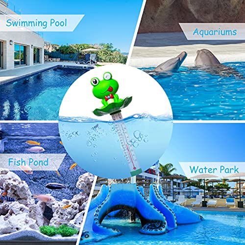 Doli Yearning Floating Swimming Pool Thermometer, Pond Water Thermometer with String, Baby Pool Thermometer, Shatter Resistant, for Outdoor & Indoor Swimming Pools, Spas, Hot Tubs Frog