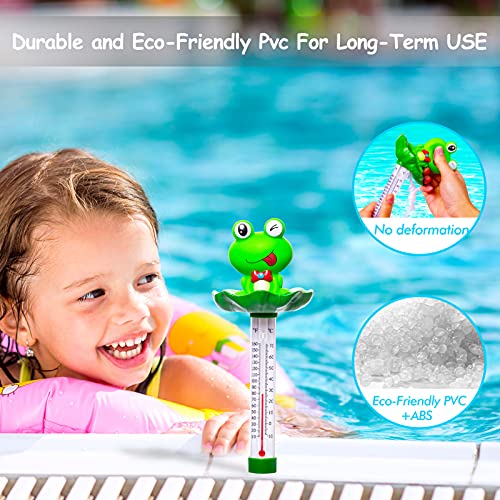 Doli Yearning Floating Swimming Pool Thermometer, Pond Water Thermometer with String, Baby Pool Thermometer, Shatter Resistant, for Outdoor & Indoor Swimming Pools, Spas, Hot Tubs Frog