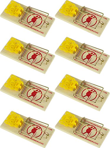 Southern Homewares Wooden Snap Mouse Trap Spring Action with Expanded Cheese Shaped Trigger 8 Pack