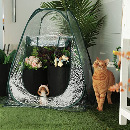 Gardzen 27"x27"x31" Pop up Grow Greenhouse Small Greenhouse, Portable Plant Flowers Mini Green House Cover for Outdoor & Indoor Use