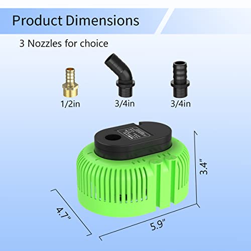 Above Ground Pool Cover Pump, 800GPH Submersible Water Pump for Pool Draining, Small Sump Pump Swimming Water Removal Dry Burning Protection with 25ft Power Cord