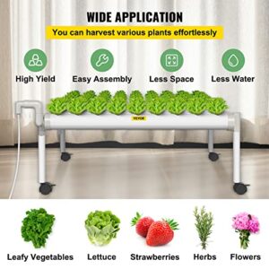 VEVOR Hydroponics Growing System, 72 Sites 8 Food-Grade PVC-U Pipes, 1 Layer Indoor Planting Kit with Water Pump, Timer, Nest Basket, Sponge for Fruits, Vegetables, Herb, White