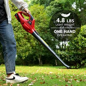 MZK Cordless Leaf Blower, 20V Lightweight Small Leaf Blower with Battery Powered for Lawn Care, Electric Mini Leaf Blower for Yard,Garden(Battery and Charger Included)