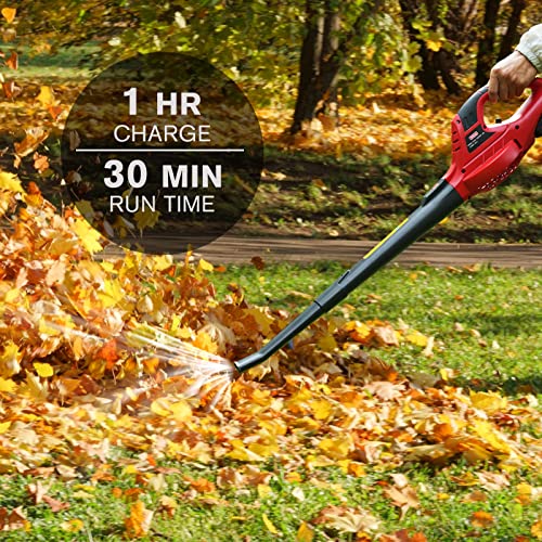 MZK Cordless Leaf Blower, 20V Lightweight Small Leaf Blower with Battery Powered for Lawn Care, Electric Mini Leaf Blower for Yard,Garden(Battery and Charger Included)