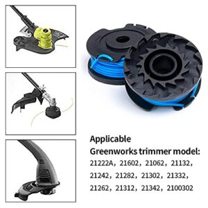 LINNNZI 7 PCS String Trimmer Strimmer Spool Line, Garden Weed Eater Spools Line Include 6 Pack String Trimmer Line + Spool Cap 24V 40V 80V for Greenworks 21222A 21602 21062 21132 21342 2100302