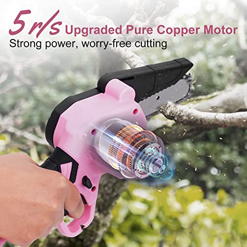 Mini Chainsaw 4 inch Battery Chain Saws Cordless Mini chain saws for Trees Battery Powered, One-Hand Operated Portable Small Chainsaw for Tree Trimming, Garden Pruning, Branch Wood Cutting