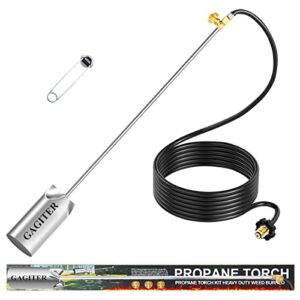 propane torch weed burner kit, blow torch high output 1,000,000 btu, heavy duty flamethrower with 10ft hose hose and handwheel for flame weeding,roof asphalt,ice snow,road marking,charcoal