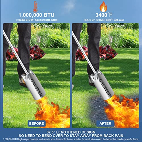 Propane Torch Weed Burner Kit, Blow Torch High Output 1,000,000 BTU, Heavy Duty Flamethrower with 10FT Hose Hose and Handwheel for Flame Weeding,Roof Asphalt,Ice Snow,Road Marking,Charcoal