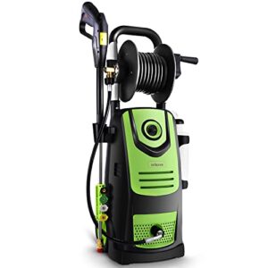 mrliance electric pressure washer 1.8gpm power washer 1800w high pressure washer cleaner machine with 4 interchangeable nozzle & hose reel, best for cleaning patio, garden,yard