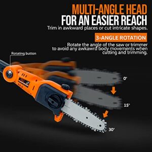 SuperHandy 2 in 1 Pole Saw 8-Inch and Hedge Trimmer 18-inch 20V 2Ah for Yard, Lawn, Garden and Landscaping