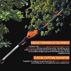 SuperHandy 2 in 1 Pole Saw 8-Inch and Hedge Trimmer 18-inch 20V 2Ah for Yard, Lawn, Garden and Landscaping