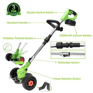 Electric Weed Wacker Cordless, Electric Weed Eater Battery Powered 36V 4.0Ah Retractable Grass Trimmer Edger Lawn Tool, Lightweight Brush Cutter