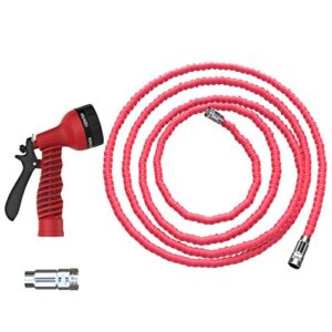 casa felice expandable 50 foot garden water hose by heavy duty double layer latex fabric core – corrosion resistant, leak-proof nickel alloy fittings – lightweight, retractable, tangle-free design
