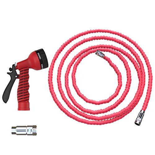 Casa Felice Expandable 50 Foot Garden Water Hose By Heavy Duty Double Layer Latex Fabric Core - Corrosion Resistant, Leak-Proof Nickel Alloy Fittings - Lightweight, Retractable, Tangle-Free Design