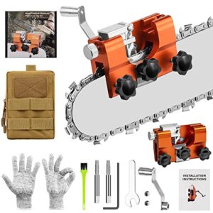 chainsaw sharpener jig, cingfanlu chainsaw sharpener kit with carrying bag, portable fast hand-crank chainsaw chain sharpening tool set for 6″-22″ chain saws, electric saws, lumberjack, garden worker