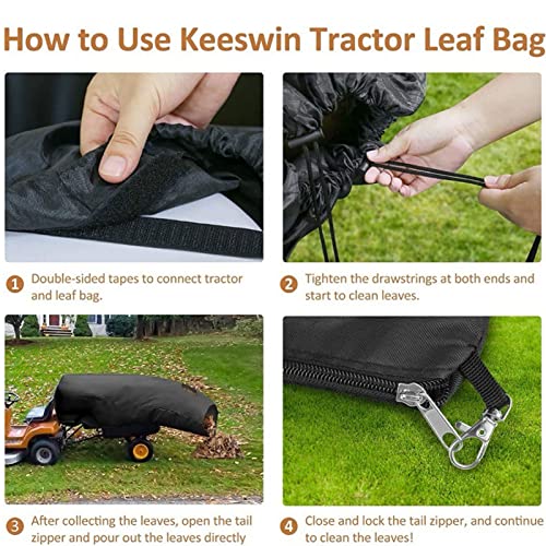 HOLYRY Lawn Tractor Grass Catcher Bag Leaf Collector Leaf Bagger for Riding Lawn Mower 6.6×4.3 ft Wear-Resistant Large Capacity Leaf Bags for Fast Garden Lawn Leaf Cleaning (Black,one)