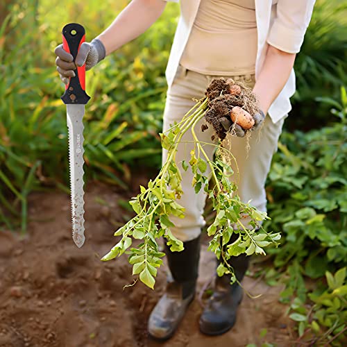 Linsen-outdoors Stainless Steel Garden Knife with 11 Inches Blade, Double Side Utility Sod Cutter Lawn Repair Garden Knife with Nylon Sheath, Red