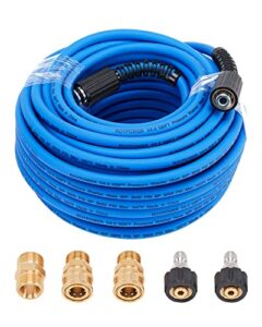 fixfans pressure washer hose – 1/4″ x 100 ft high power washer extension hose – kink & wear resistant high pressure hose for replacement – compatible with m22 fittings – 3600psi