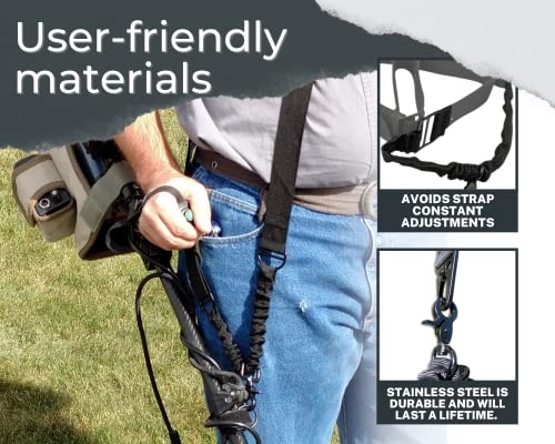 Sling Swing Adjustable Weed Eater & Grass String Trimmer Harness Shoulder Strap w/ Shock Bungee, Quick Detach Swivel, Ambidextrous, Limb Strain & Arm Stretch Tool - Professional Comfort Garden Tools