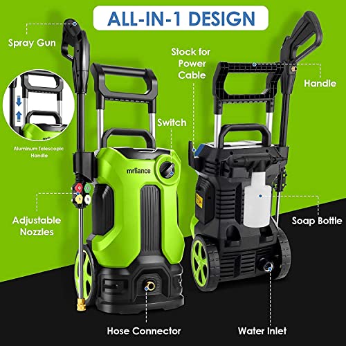 𝐄𝐥𝐞𝐜𝐭𝐫𝐢𝐜 𝐏𝐫𝐞𝐬𝐬𝐮𝐫𝐞 𝐖𝐚𝐬𝐡𝐞𝐫, 2000W High Power Washer, 2.11GPM Professional Electric Pressure Cleaner Machine with 4 Nozzles Foam Cannon,Best for Homes, Patios, Garden (Style 2)