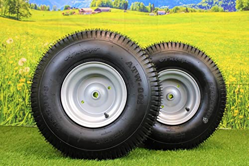 (Set of 2) 20x8.00-8 Tires & Wheels 4 Ply for Lawn & Garden Mower Turf Tires w/Keyed Hub Wheel (Compatible with Husqvarna)