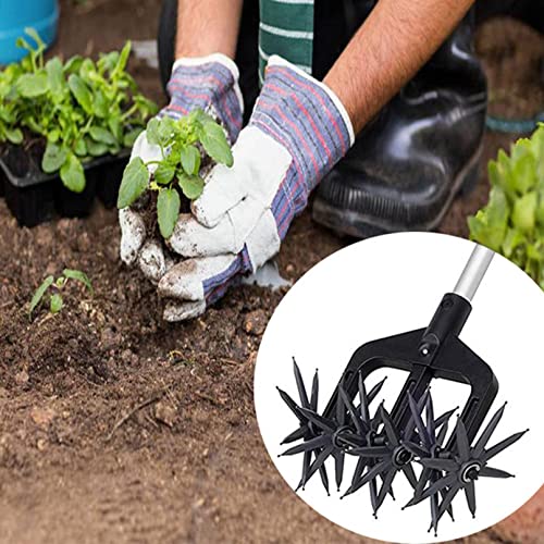 Kakasi Grass Loose Soil waresGardening Rotary Tiller,Manual Cultivator,Hand-Held Garden Cultivator with Detachable Tines, Reseeding Grass Or Terra Mixing(Without Pole) Tooling Tools