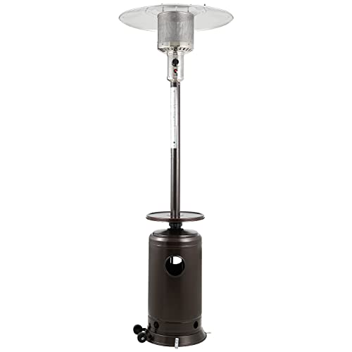 Erinnyees Propane Patio Heater, 47000 BTU Outdoor Propane Heater with Drink Shelf Tabletop - Auto Shut Off Tilt Valve - Simple Ignition System and Wheels, Gas Heater for Patio and Garden…