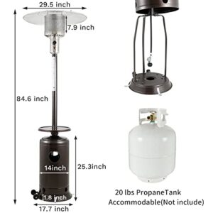 Erinnyees Propane Patio Heater, 47000 BTU Outdoor Propane Heater with Drink Shelf Tabletop - Auto Shut Off Tilt Valve - Simple Ignition System and Wheels, Gas Heater for Patio and Garden…