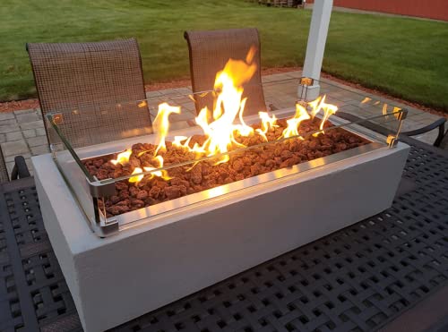 Uniflasy Fire Pit Glass Wind Guard 31"x 12"x 6" Flame/Wind Guard Fence Tempered Glass for Fire Pit Burner Pans Rectangle Outdoor Clear Tempered Glass Flame Shield for Fire Pit Table, 5/16" Thick