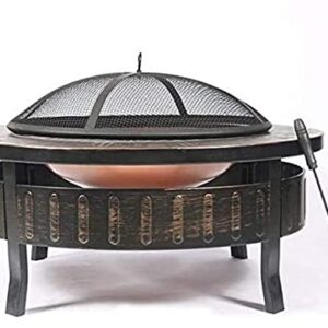 LEAYAN Garden Fire Pit Large Bonfire Wood Burning Patio Coal Grill Firepit for Grill Charcoal Grill with Spark Screen Poker with Cover BBQ Cooking for Camping Backyard Portable Grill Barbecue Rack