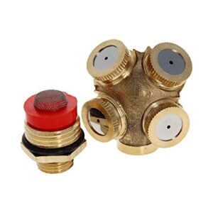 jutagoss misting spray nozzle, 1/2bspf brass 4 holes garden sprinklers irrigation connector fitting with filter mesh 2pcs