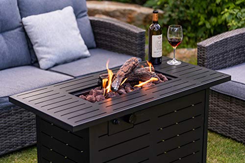 Propane Fire Pit Table, 42 Inch 60,000 BTU Rectangular Propane Gas Fire pits Free Lava Rocks and Electronic Ignition Balcony OutdoorTable Courtyard Garden Fire Pit Terrace