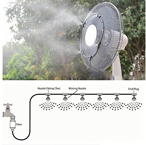 Outdoor Misting Fan Kit for a Cool Patio Breeze,Water Mister Spray Tube for Cooling Outdoor,Lawn Garden Greenhouse Home Outdoor Fan Cooli