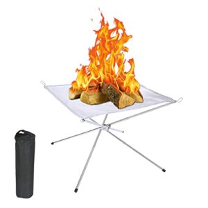 meshscreen portable outdoor fire pit 22 inch, foldable stainless steel outdoor camping wood burning accessories for outdoor, camping, garden, backyard