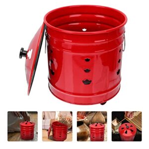 YARDWE Burn Barrel Incinerator Cage Fire Pit Enamel Garden Fire Cage Yuanbao Shaped Joss Paper Burner Bucket for Garden Paper Leaf Trash Wood Backyard Bonfire Red