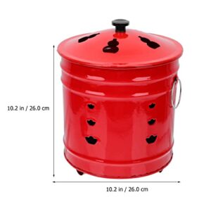 YARDWE Burn Barrel Incinerator Cage Fire Pit Enamel Garden Fire Cage Yuanbao Shaped Joss Paper Burner Bucket for Garden Paper Leaf Trash Wood Backyard Bonfire Red