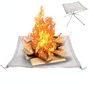 yeasqgs portable outdoor camping fire pit replacement mesh foldable stainless steel mesh for camping backyard garden (22″ replacement mesh)
