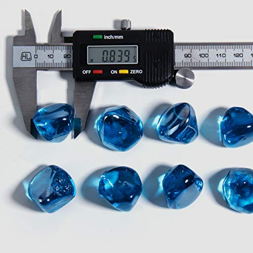 Chilli Cosmos Fire Glass Diamond 1 Inch Fire Pit Glass Rocks for Propane or Gas Fire Pit （10 Pounds Margarita Azura Blue ） Gift Package