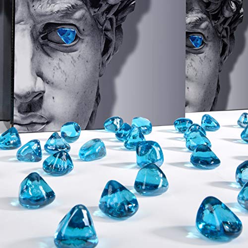 Chilli Cosmos Fire Glass Diamond 1 Inch Fire Pit Glass Rocks for Propane or Gas Fire Pit （10 Pounds Margarita Azura Blue ） Gift Package