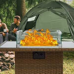 Kinsuite 14.5 Inch Fire Pit - Glass Wind Guard for Square or Rectangular Fire Table, Tempered Glass Flame Guard,Fire Table windscreen for Outdoor, Garden, Patio, Backyard