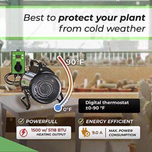 Bio Green PAL 2.0/USDT Palma Greenhouse Heater incl. Digital Thermosta, 11 x 8 x 12.5" / 280 x 195 x 315 mm