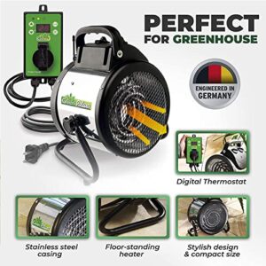 Bio Green PAL 2.0/USDT Palma Greenhouse Heater incl. Digital Thermosta, 11 x 8 x 12.5" / 280 x 195 x 315 mm