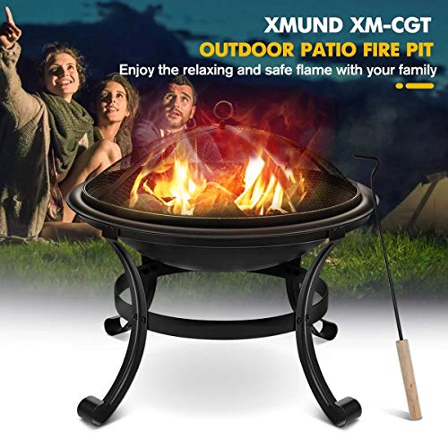 ZRSL Fire Pit, BBQ Three-Foot Grill, Fire Pits for Garden Cold-Rolled Iron Stove Body Outdoor Fire Pits are Suitable for Garden, Outdoor and Terrace. Seiko Build (Color : Black)