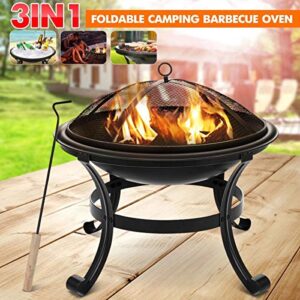 ZRSL Fire Pit, BBQ Three-Foot Grill, Fire Pits for Garden Cold-Rolled Iron Stove Body Outdoor Fire Pits are Suitable for Garden, Outdoor and Terrace. Seiko Build (Color : Black)