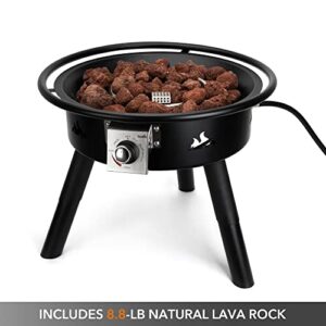 Stanbroil Portable Propane Gas Fire Pit with 8.8 Lbs Lava Rocks, 22-Inch 50000 BTU Outdoor Smokeless Gas Firebowl, Auto Ignition, Height Adjustable - Black