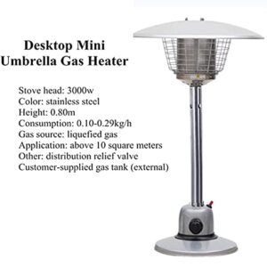 NaoSIn-Ni Commercial Table Top Patio Heater, Portable Mini Outdoor Heater Propane, Freestanding Garden Heater, Modern Stainless Steel Umbrella Shape