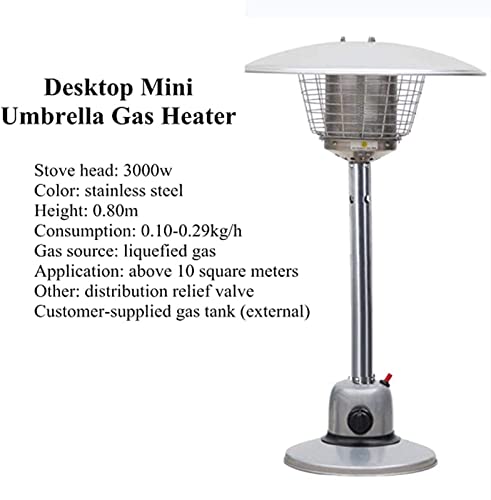 NaoSIn-Ni Commercial Table Top Patio Heater, Portable Mini Outdoor Heater Propane, Freestanding Garden Heater, Modern Stainless Steel Umbrella Shape