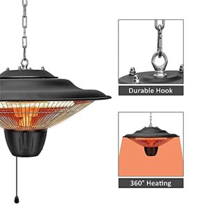 WLL-DP Electric Patio Heater, Ceiling Hanging Space Heater, Freestanding Silent Heater, 3 Power Settings, for Indoor Outdoor Yard Garden, 2000W